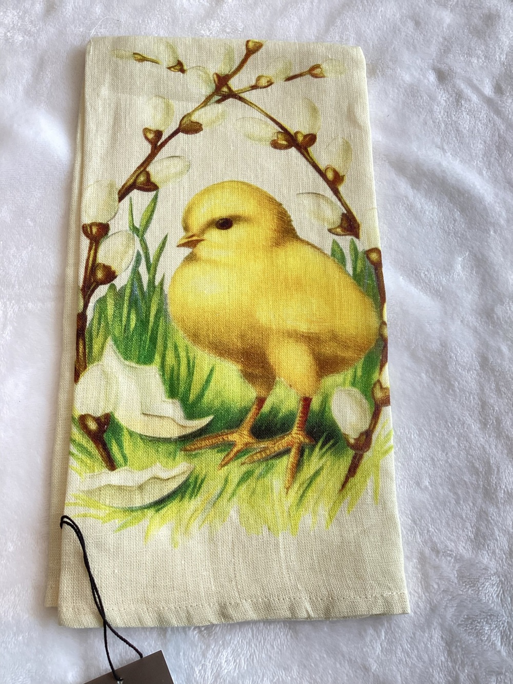 Anthropologie Terrain Linen Dish Towel New Yellow Baby Chick Spring Easter - Picture 3 of 9
